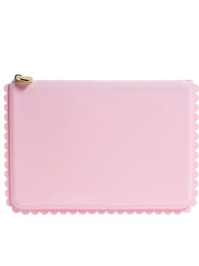 Stoney Clover Lane Flamingo Pink Flat Scalloped Edge Pink Zip Pouch *Price Firm